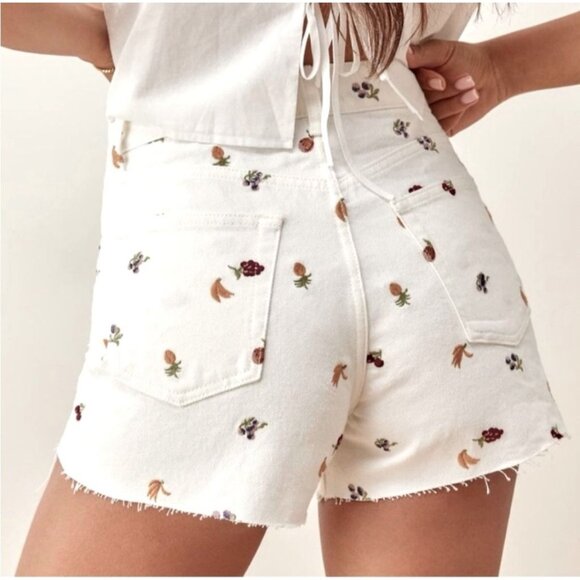 Reformation Jean Shorts Womens 27 Multi Charlie Fruitloops High Rise Embroidered - Picture 3 of 13